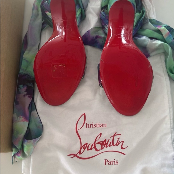 Christian Louboutin Leg Lace Heels - Teal - Picture 4 of 5